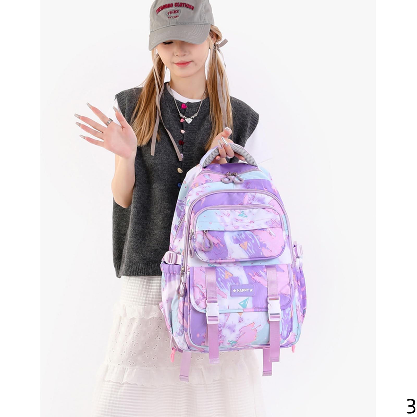 Schulrucksack Teenager Rucksack Mit Großer Kapazität Für Grund- Und Sekundarschüler In Den Klassen 3-9, Mädchen-lila