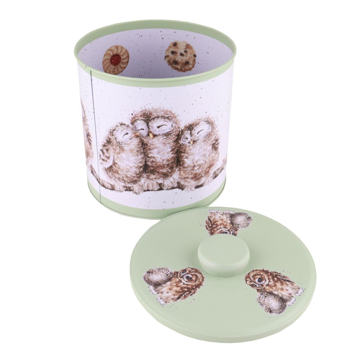 440s Wrendale Designs Keks-Dose Kuschel-Eulen praktische & hbsche Biskuit  Aufbewahrung aus stabilem Weiblech Behltnis mit niedlichen Uhu & Kauz  Motiven Innen & Auen als Geschenk : Amazon.de: Kche, Haushalt & Wohnen