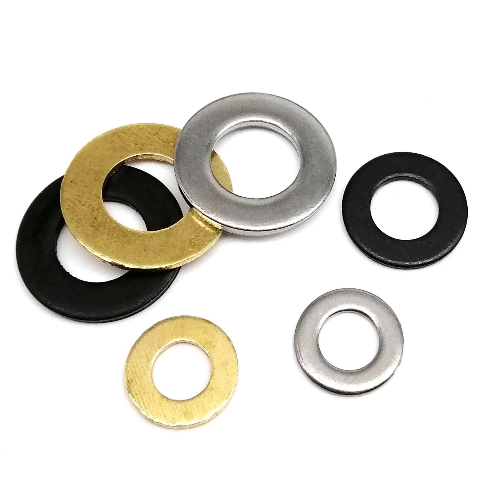 320/530/555/700/1000/1035 Piezas Mix M1.6-M16 Kit Surtido Arandela Plana Junta Lisa Negro Acero Inoxidable 304 Latón para Tornillos(555pcs brass)