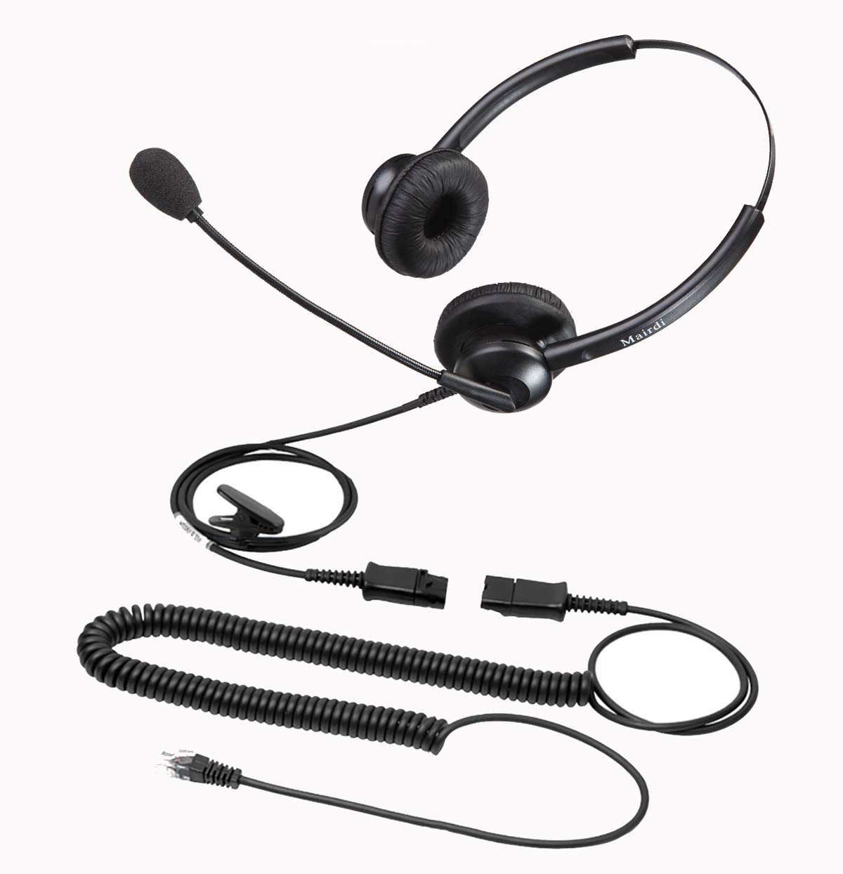 MAIRDI Phone Headset with Noise Cancelling Microphone, Binaural Call Center Headset with RJ9 Jack for Office Landline Phones, Work for Plantronics Avaya Nortel Polycom Aastra