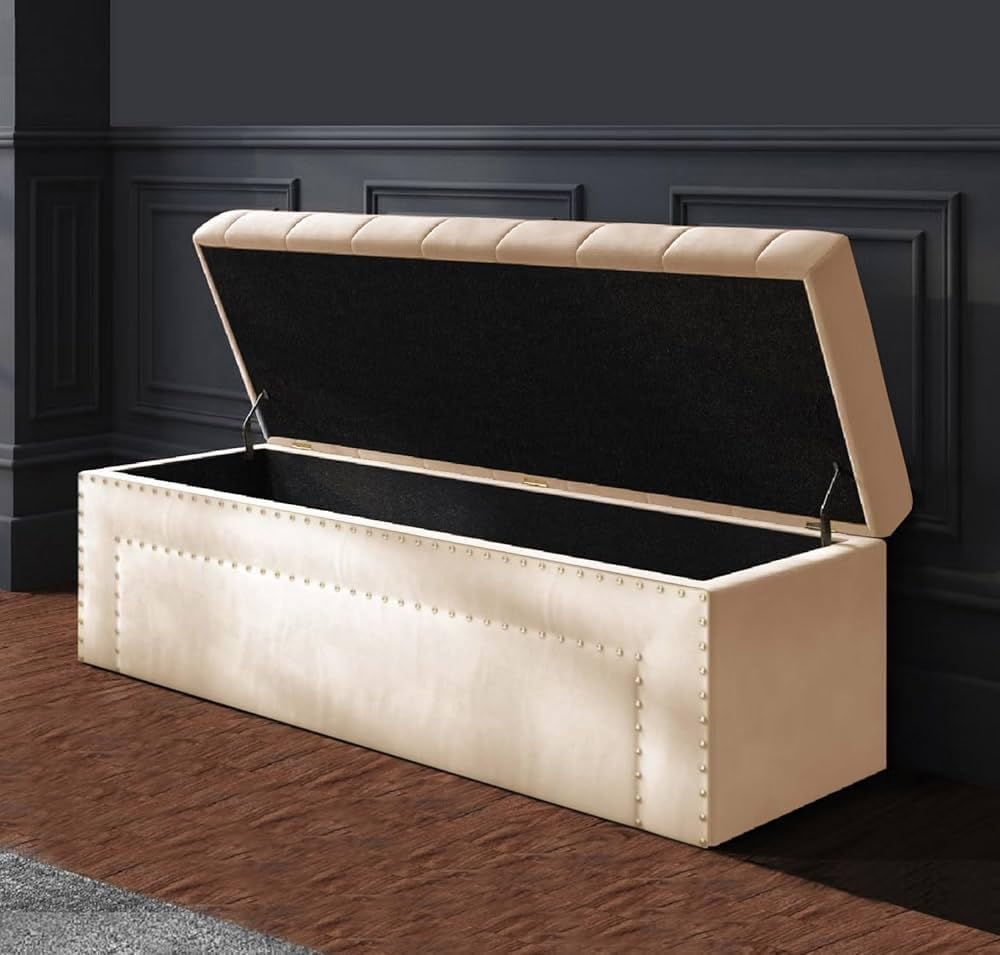Sofasage Premium Fabric 2-Seater Ottoman | Multipurpose Storage Chest & Sofa Bench for Living Room, Bedroom & Hall | Stylish Seating with Storage Solution (Beige) (0, Beige, 2)-image-19