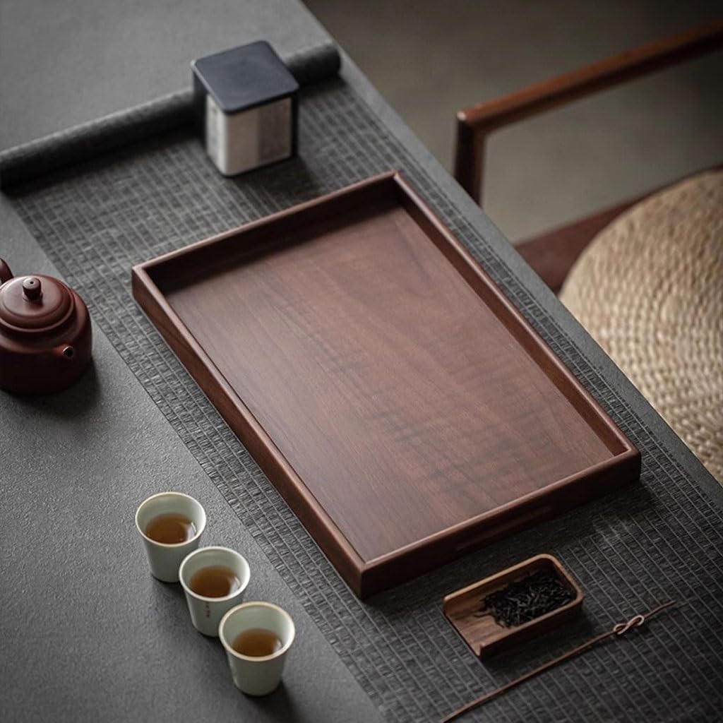 Plateau décoratif japonais en noyer pour la maison, le thé, le restaurant, le café