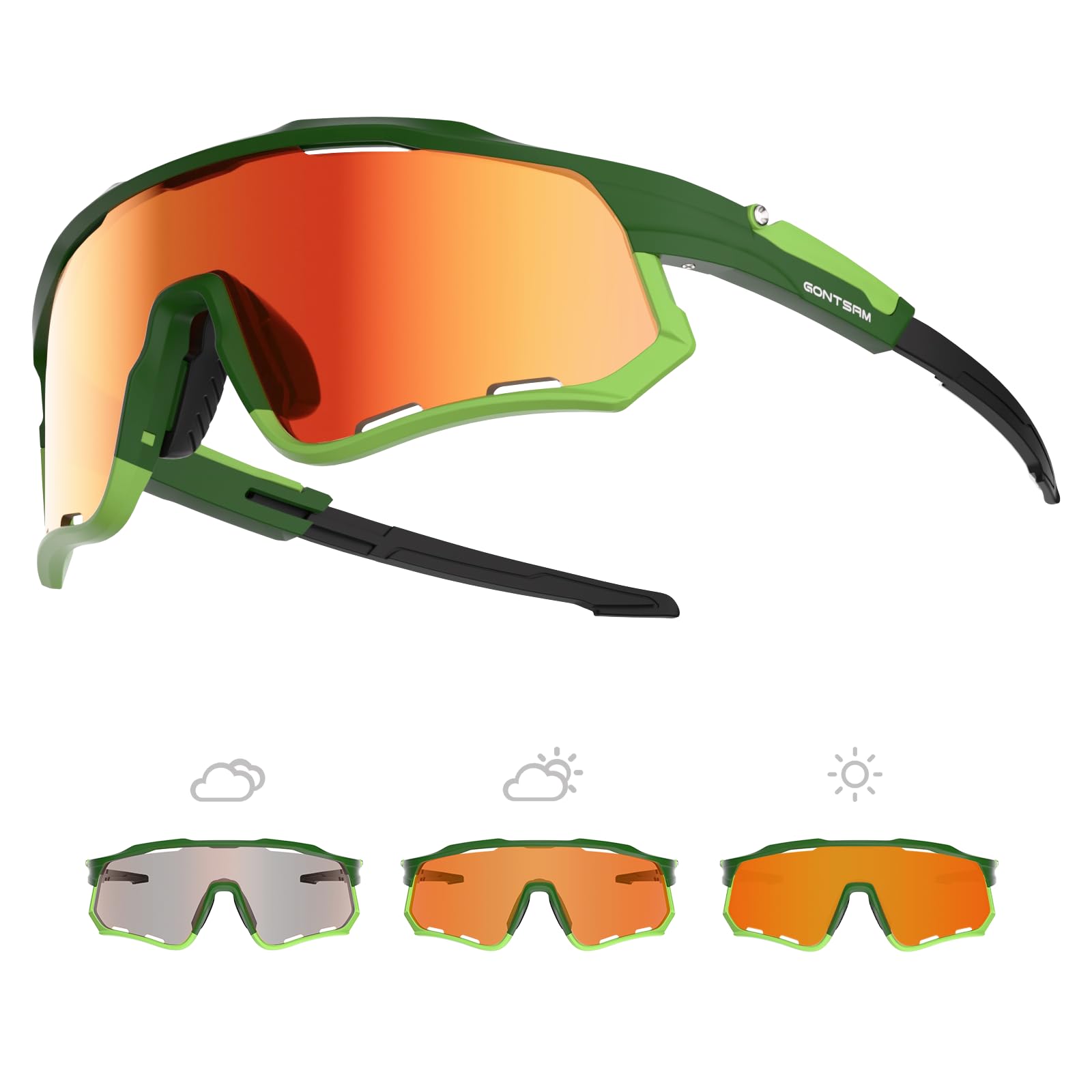 Gafas de ciclismo polarizadas con efecto fotocromático, gafas de sol deportivas desmontables con antivaho de invierno para hombres y mujeres