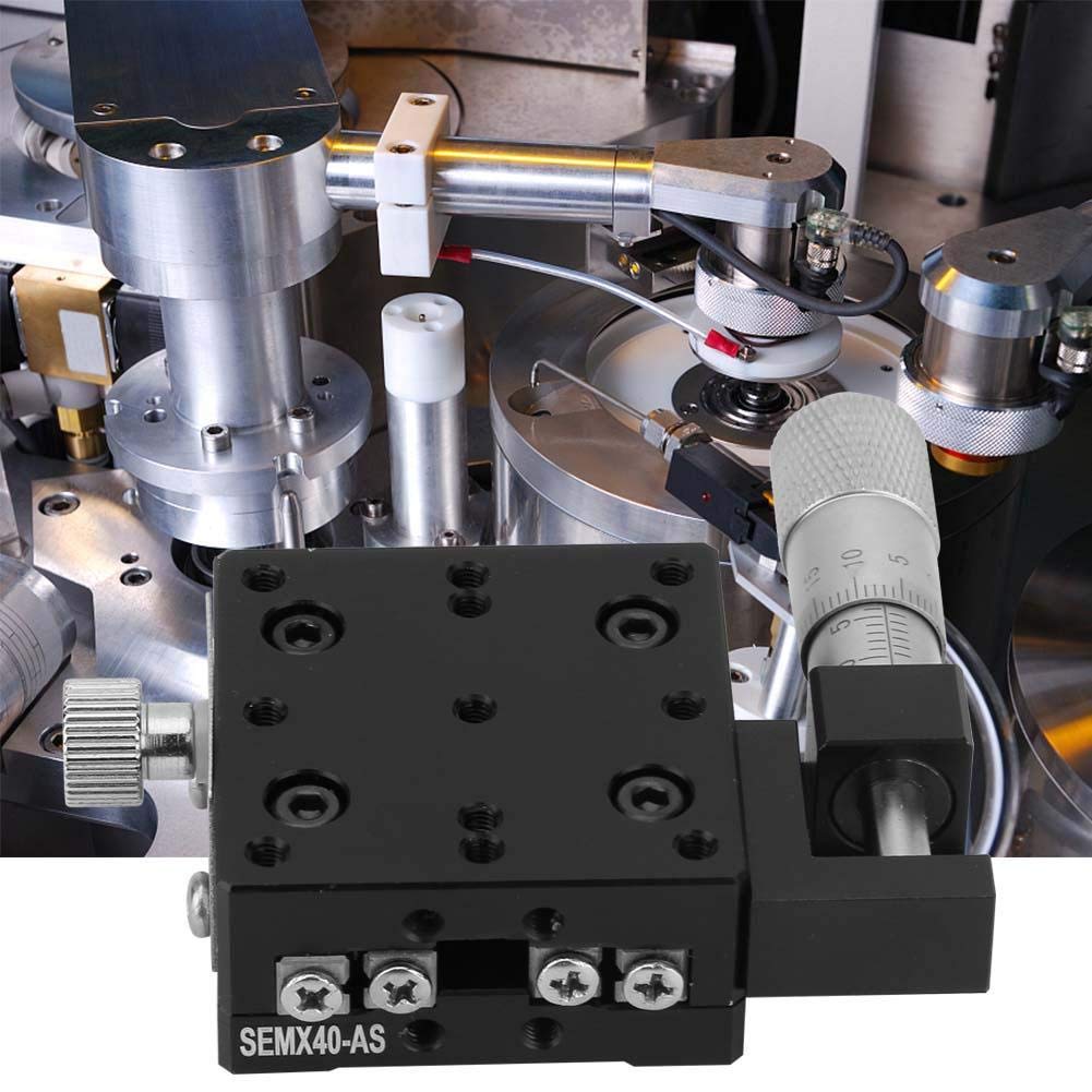 SEMX40-AS X Lineartisch, 40 x 40 mm X Mikrometer Manuelle Präzisions-Lineartranslations-Tischplattform X-Achsen-Lineartisch-Kreuzrollenführung Mechanische Antriebe