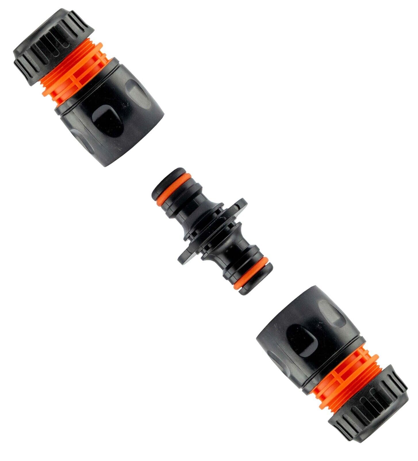 Garden Hose All Connectors Fittings Universal Standard Hozelock Compatible Black VALVES Male Female 3/4 1/2 (Male + 2 x Female Connector) โ image 1