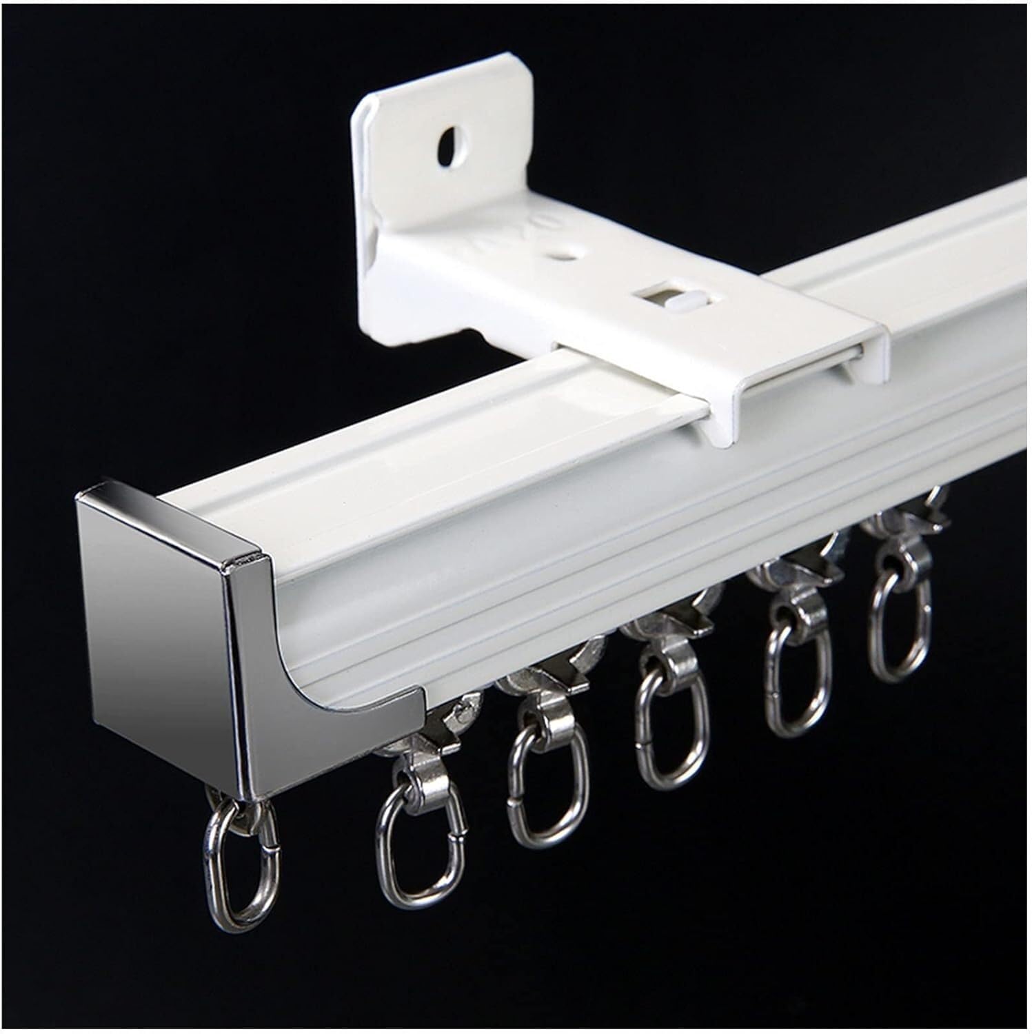 CuKLARYi Aluminum Alloy Curtain Rails, Room Divider Curtain Track, Wall Thickness 2mm, Heavy Duty Curtain Rod, For Ceiling or Wall Mounting(A Wall Mounted,200cm(6.6ft))