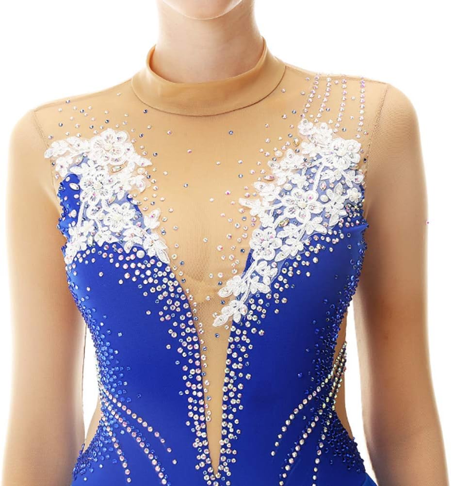 Handmade Figure Skating Dress for Girl Applique Ice Skating Stage Performance Dress Roller Competition Costumes
