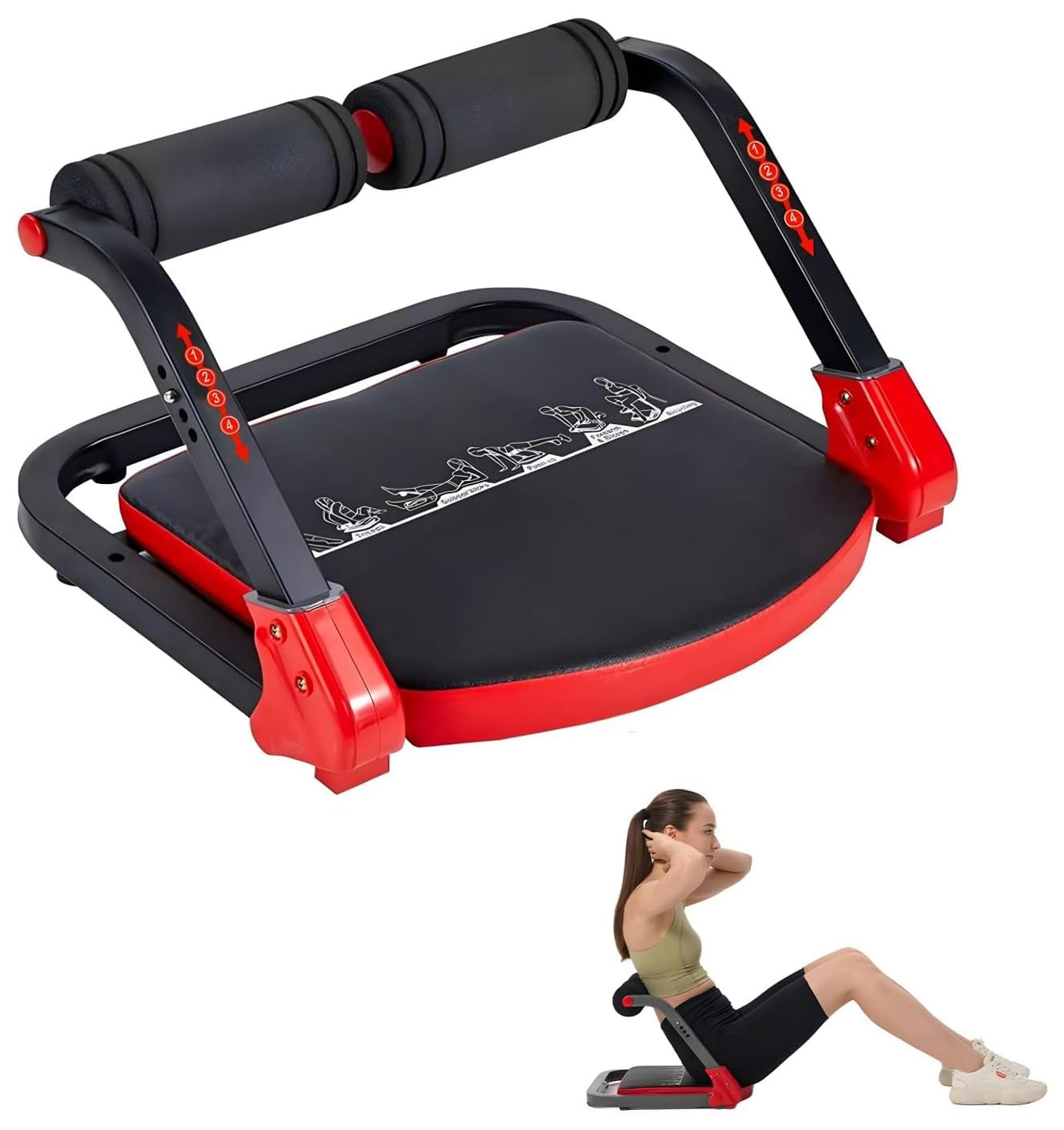 DASNDAS Ab Machine for Home Gym | Adjustable Ab Trainer with 3 Resistance Levels & Automatic Rebound | Sit Up Exercise Equipment for Core, Stomach & Abs Workout | Full Body Fitness Trainer