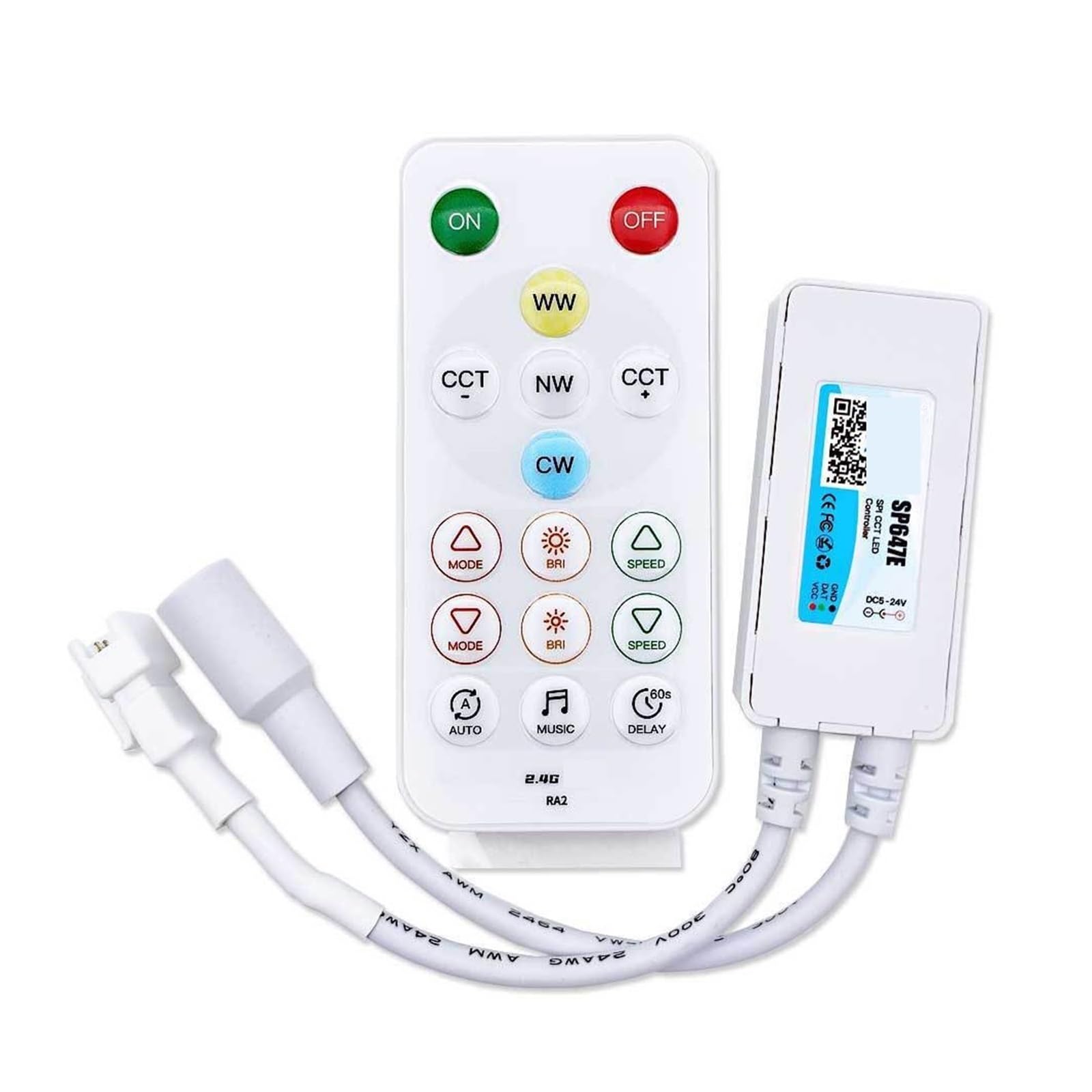 Controlador LED SP646E sinfónico con atenuador de luz de un solo color y mando 2,4G