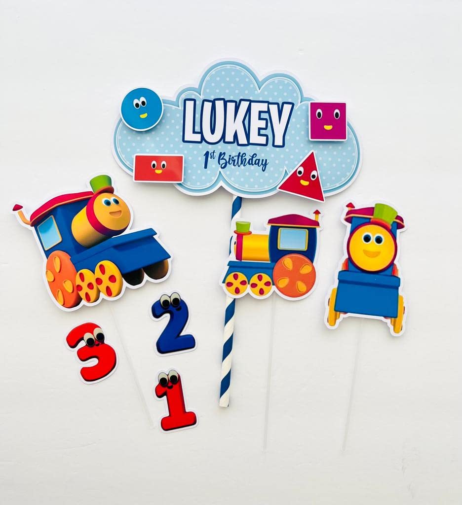 Personalized Bob The Train Themed Cake Topper