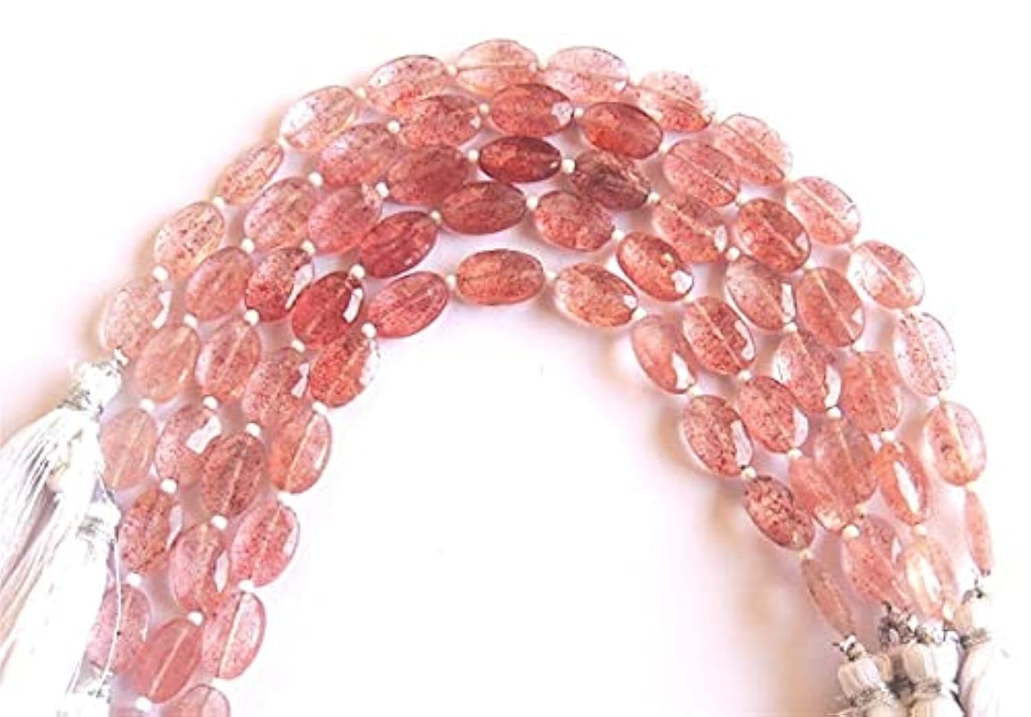Quartz fraise perles ovales facettées de qualité supérieure pour bijoux haut de gamme