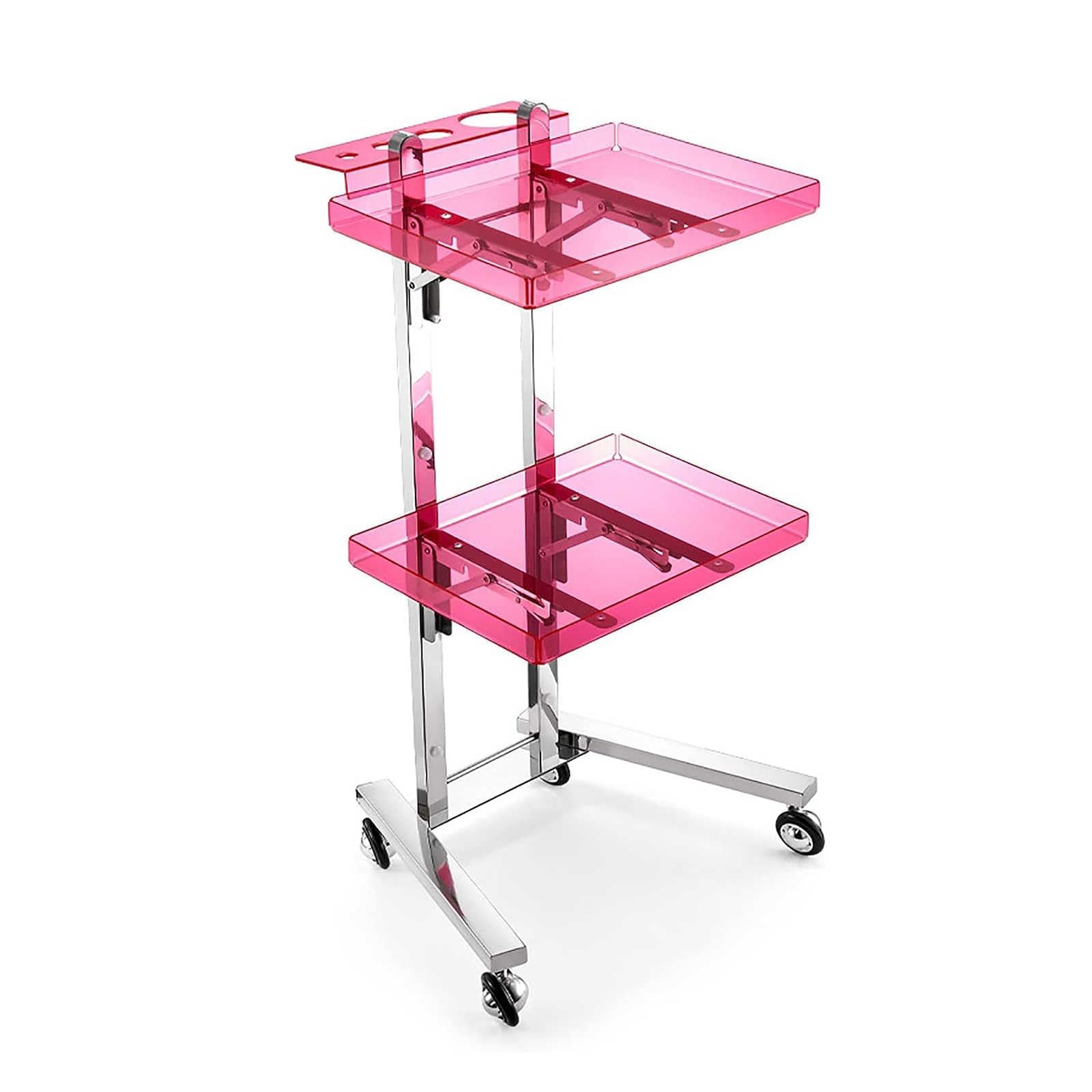 LJYKBFL 2-Tier Rolling Cart with Wheels, Stainless Steel Utility Trolley for Kitchen, Bedroom, Tattoo Shops Mobile Storage Tray Cart on Casters