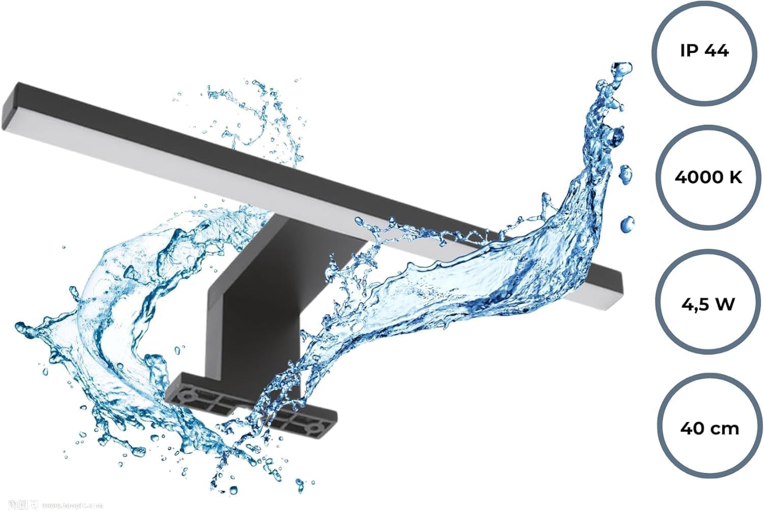 Miroir de Salle de Bain LED Sonoma avec Étagère – 60x70 cm – Éclairage 4000K IP44 – Miroir Rectangulaire Mural Moderne avec Boîtier LED Noir – Miroir avec Rangement pour Salle de Bain