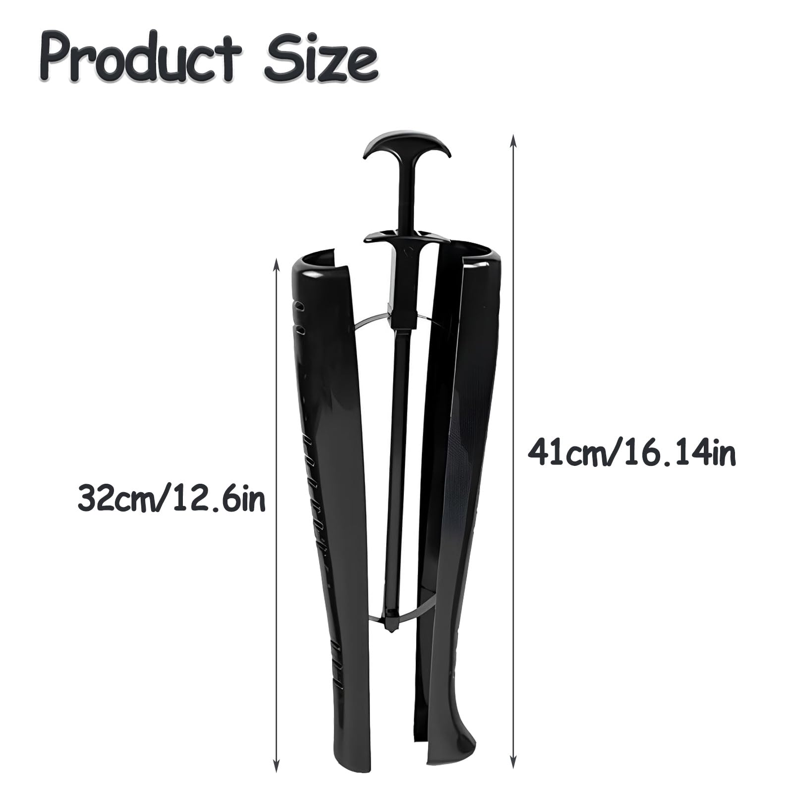 2 Pares Soporte de Bota Negro, Moldeador para Botas Negro, Soporte para Botas de 42cm con Asa, para Botas Medias, Botas de Nieve y Botas de Cuero