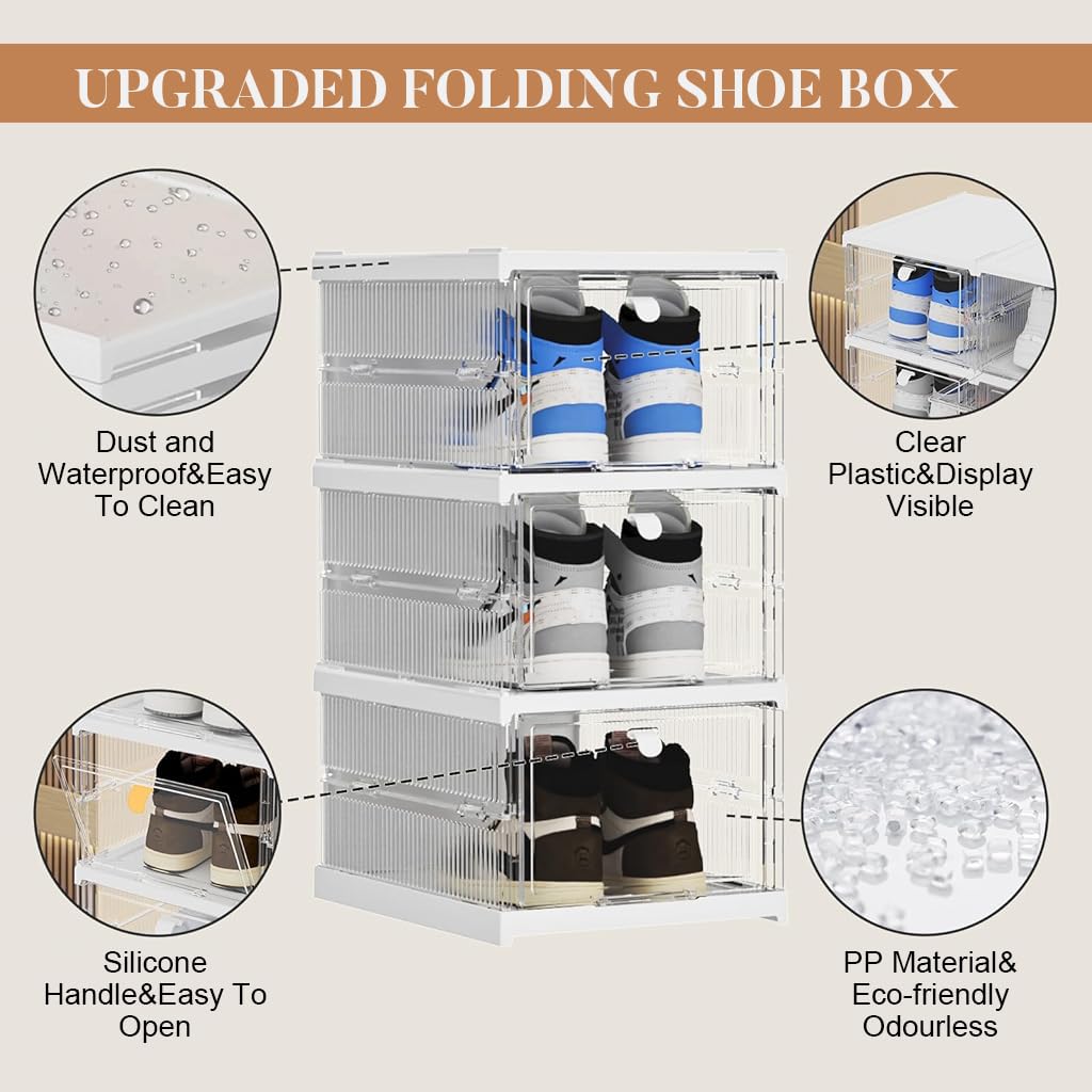Supvox® 3 Tier Shoe Rack for Home with Door Multipurpos Shoe Stand for Home with Cover Foldable Sneaker Containers Bins for Men Women Heels Boots Loafers Sneakers Slippers