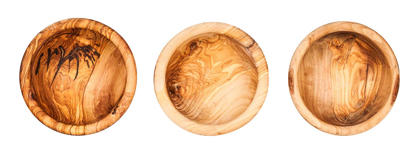 Lot de 3 saladiers en bois d'olivier env. 12 x 4 cm