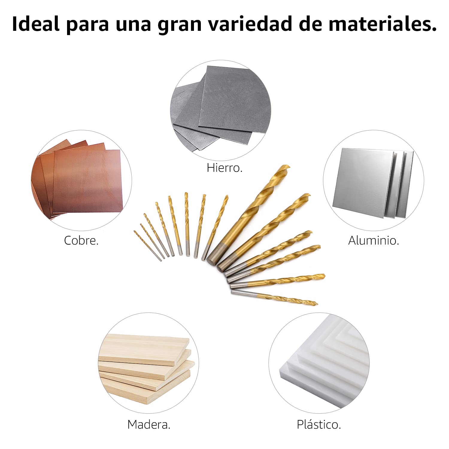 Amazon Basics Juego de brocas de HSS para metal, madera y plástico, 14 piezas, 1,5-10 mm