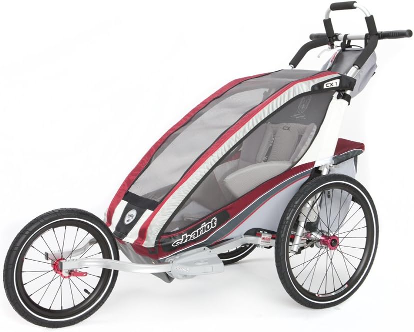 Chariot CX-1 Chassis Bundled with Jogging Kit, 1 Child - Burgundy