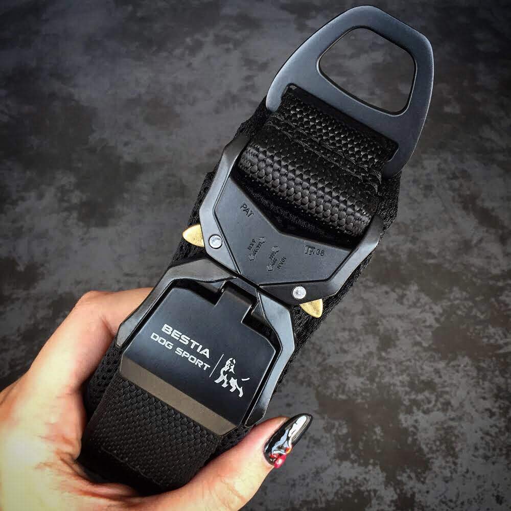 Bestia Dog Sport Collar para Perros de Apertura Rápida - Ajusta una Vez, abrocha en un Segundo, Hebilla metálica, Acolchado, Cinta TPU Impermeable (Negro, XXL)