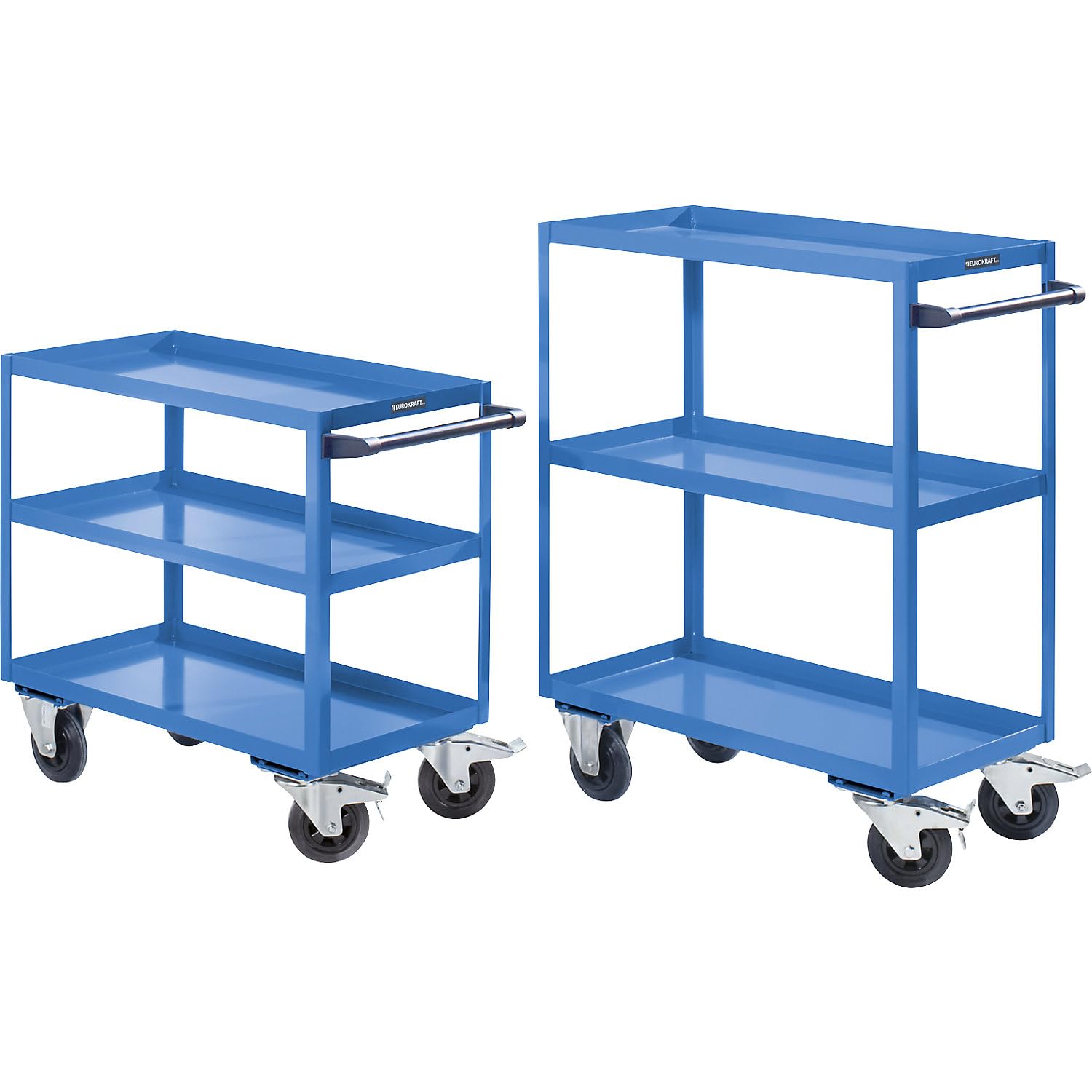 eurokraft | Montagehilfswagen | 3 Etagen | Tragfähigkeit 350 kg | Gesamthöhe 915 mm | lichtBlau