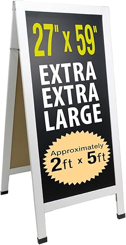 Miniatura 1 de Excello Global Products Cartel de pizarra gigante magnético extra grande para acera 59 x 27 pulgadas, reforzado, resistente, doble cara, letrero de