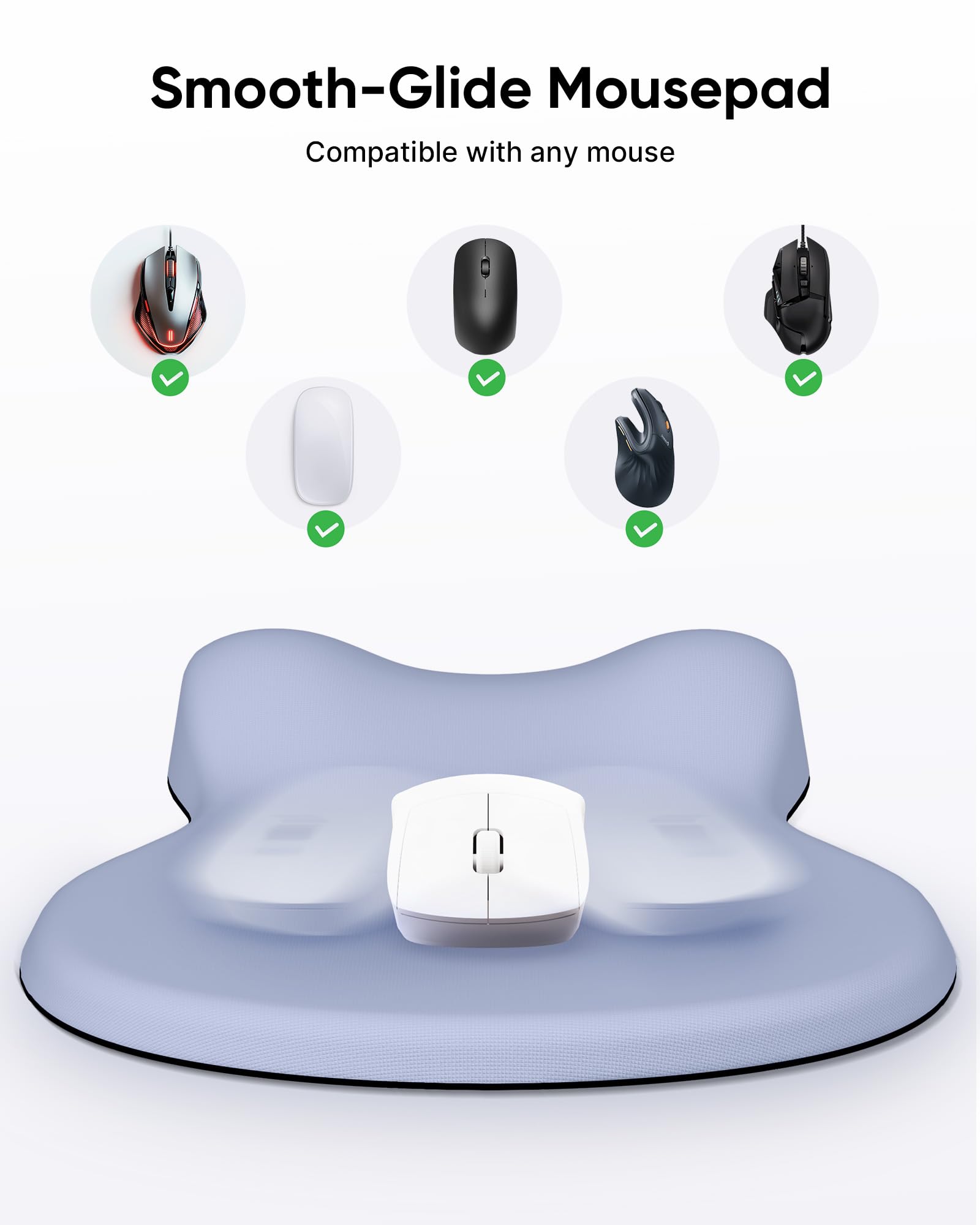Laborio Tappetino per mouse ergonomico con poggiapolsi, tappetino per mouse con supporto per il polso, tappetino per mouse antiscivolo con base rigida, portatile per ufficio, casa, lavoro in viaggio