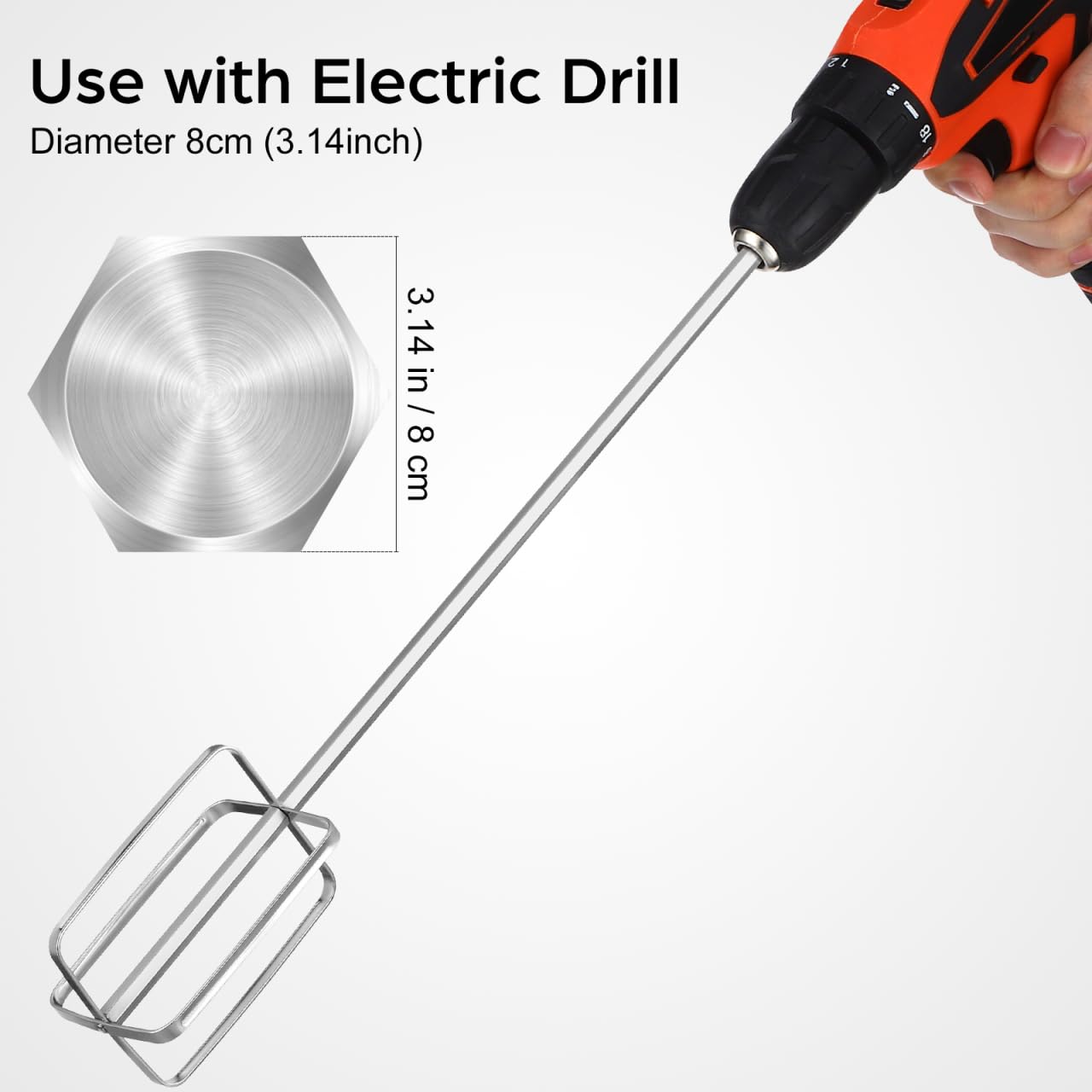 DOITOOL Frusta da cucina in acciaio inox, per trapano e carne, per mescolare carne, salse e paste, robusto agitatore a mano con manico ergonomico