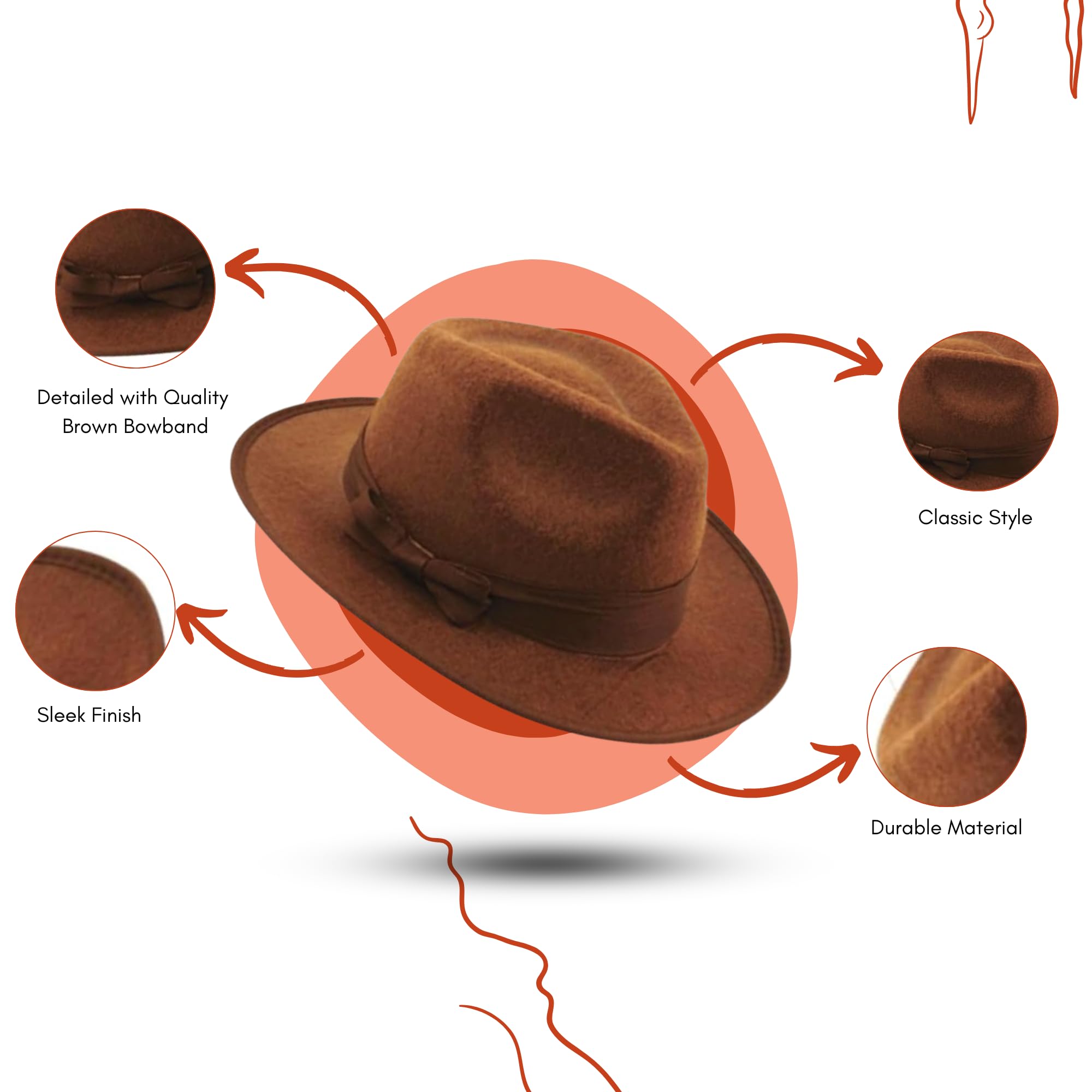 FUN FABLES Jones Style Brown Explorer Hat and Bull Whip - Image 3