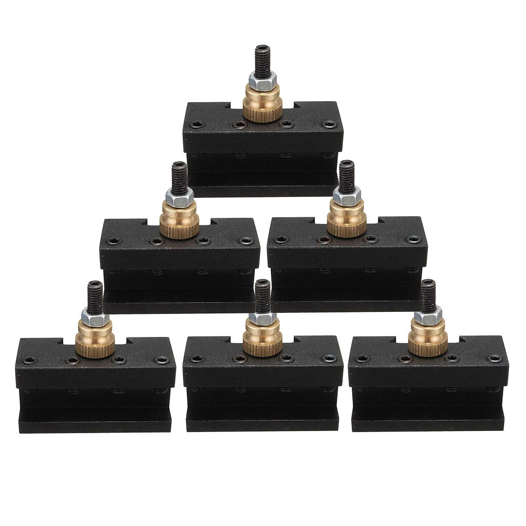 Mini Tornio a 4 Pezzi, Portautensili a Cambio Rapido, Portautensili per Fresatura, Portautensili per Tornitura, Lega di Alluminio per Officina, Nero + rame, 6pcs