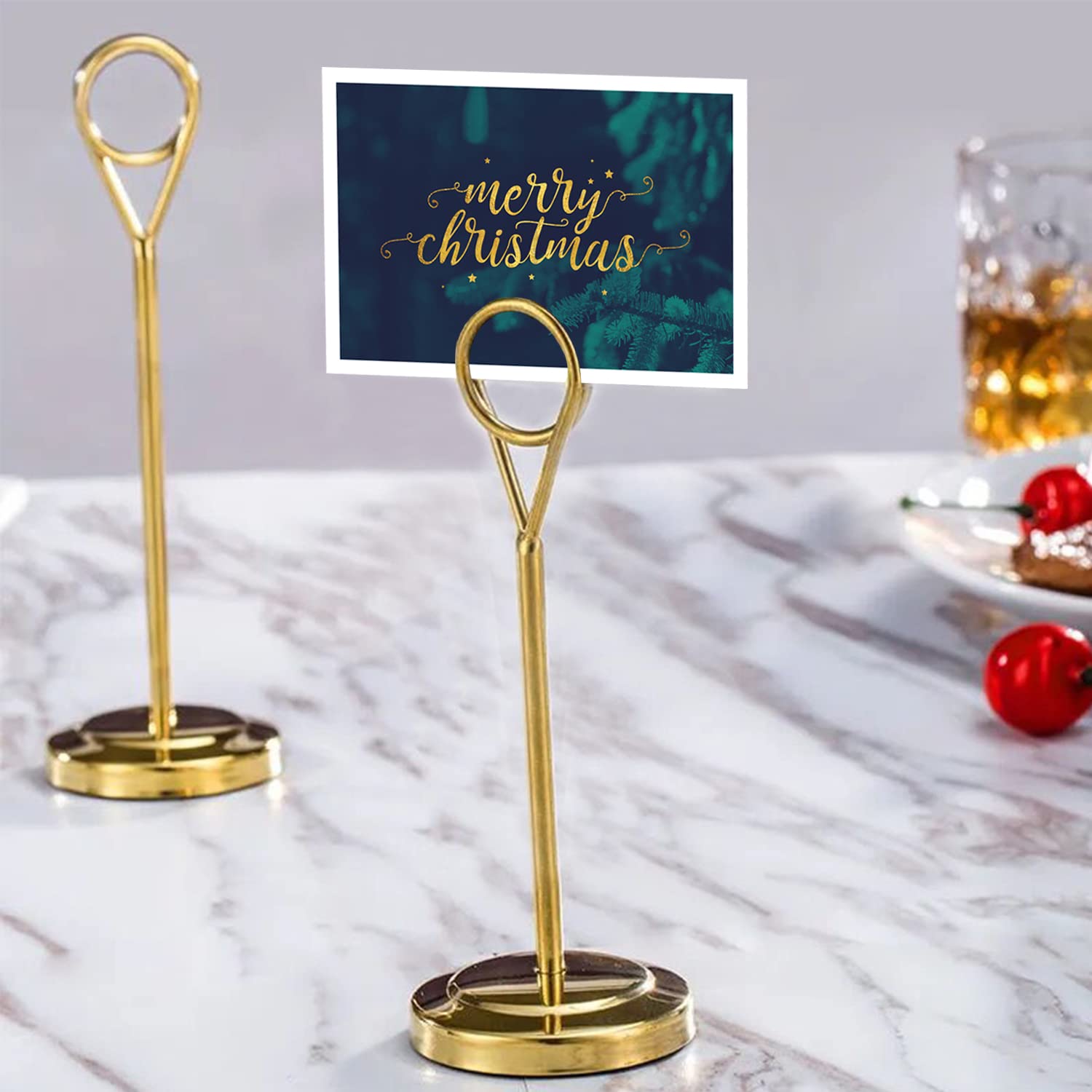10 soportes para tarjetas de lugar con clip de anillo, soportes de menú para mesas, soporte de humber, letreros reservados para mesas, mesa de boda, tarjetas de nombre, soporte para notas