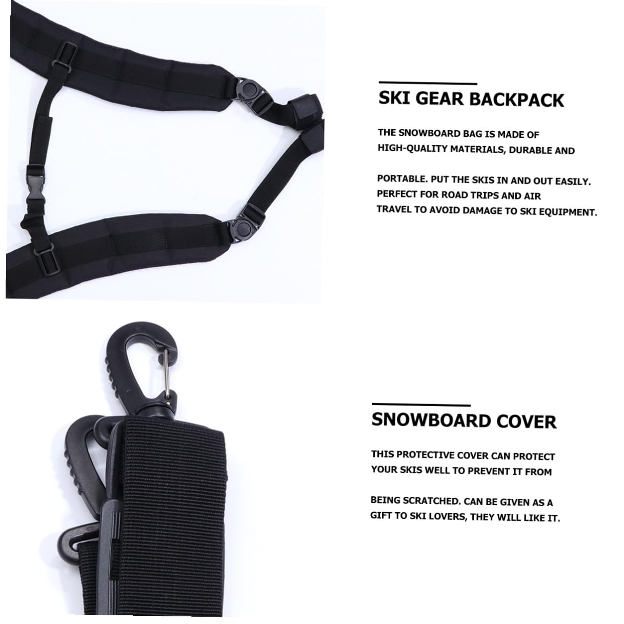 ibasenice Funda para Snowboard Negra de Material Duradero Mochila Ligera para Equipo de Esquí Bolsa de Almacenamiento Práctica para Viajes y Protección de Tabla