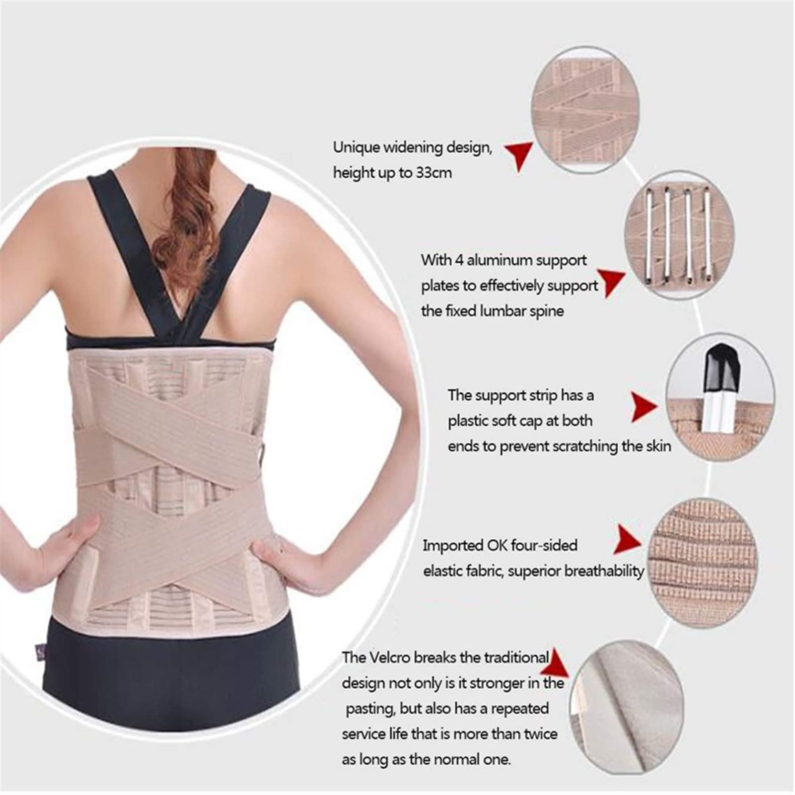 Cinturón De Soporte Lumbar Para Hombres Y Mujeres, Elástico Ajustable, Soporte Para La Parte Inferior De La Espalda, Cinturón Recortador De Cintura, Descompresión, Alivia El Dolor De Espalda Baja