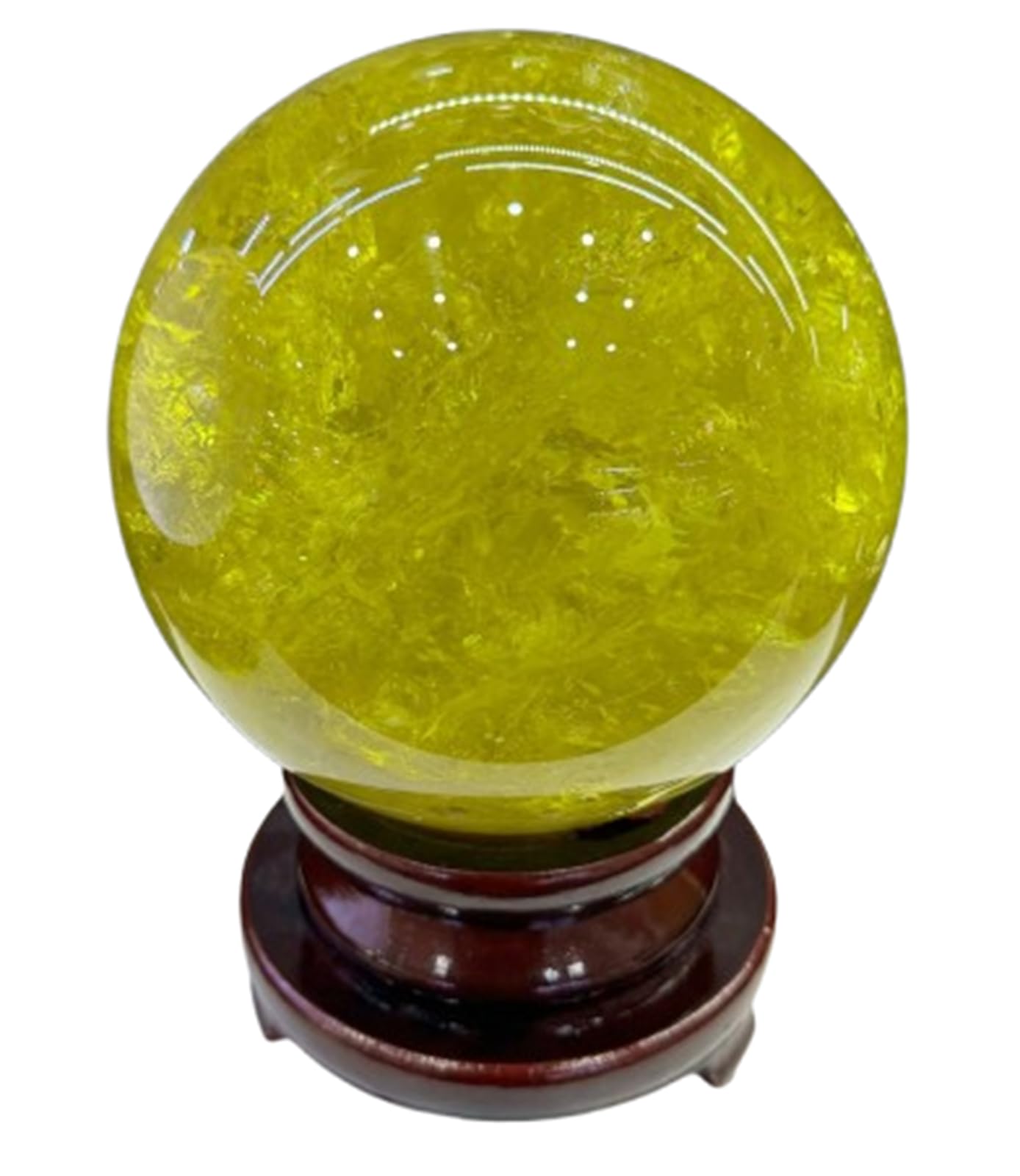 DPURPIWADY Citrine Crystal Ball, Spheres with Wooden Stand, Quartz Stones for Feng Shui Home & Office Decor, Gifts for Attract Wealth,4cm