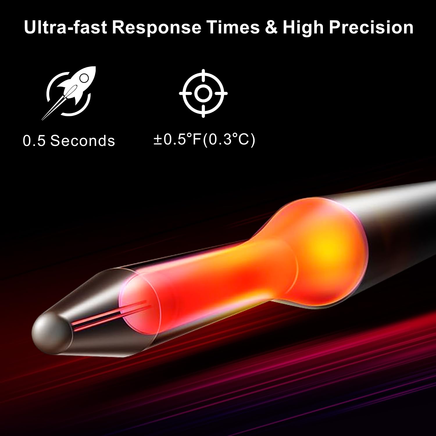 Termómetro de carne de lectura instantánea ultrarrápida de 0,5 s, pantalla TFT a color, precisión de ± 0.-15.0 °C, impermeable IP67, recargable