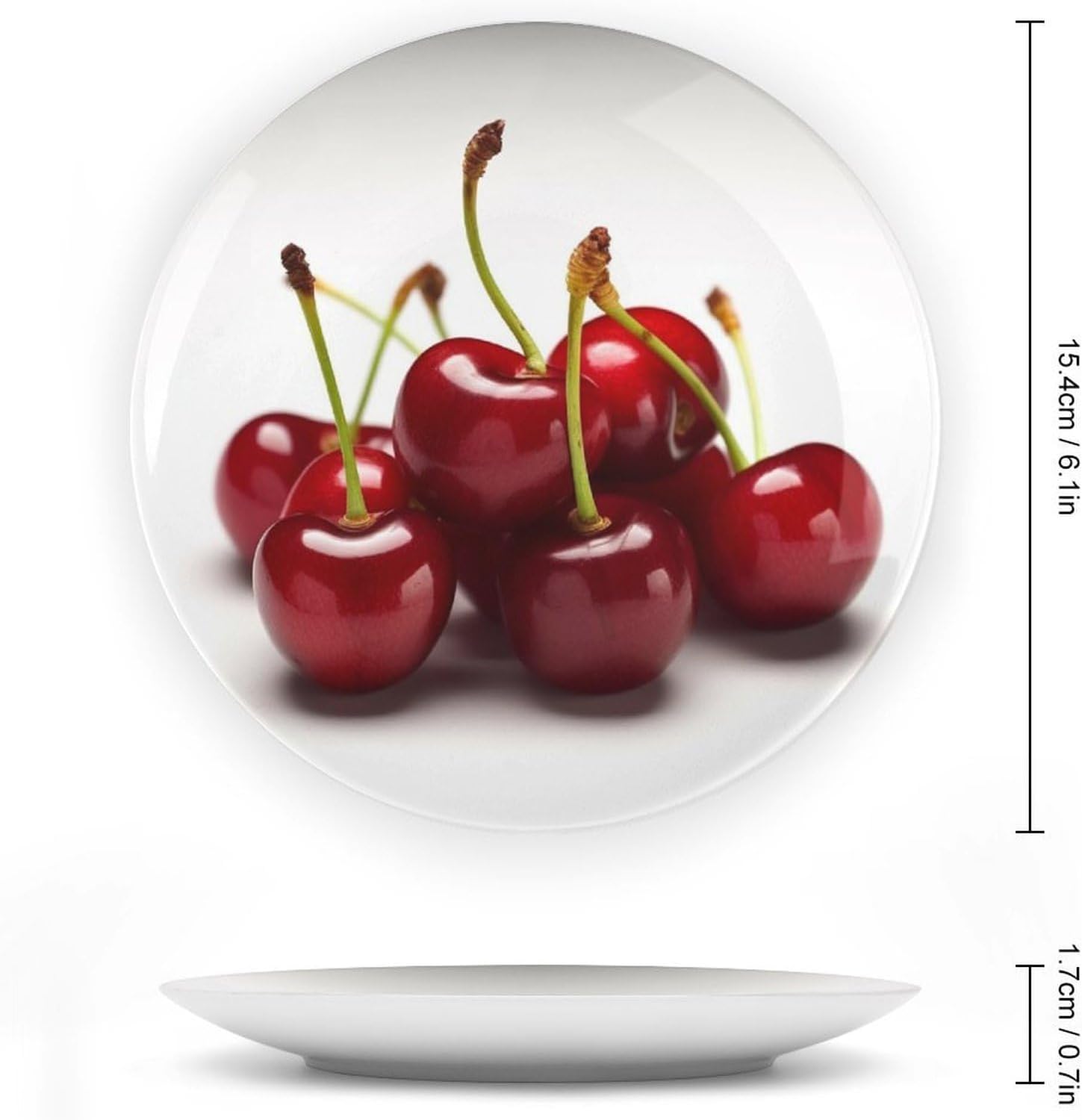 Chilean Cherries Ceramic Decorative Plate for Home, Bone China Plates | Chinese Style Decorative Dish with Stand, Dinner Plates Art Crafts for Wall Decor, Collections Plate with Hook 6inch