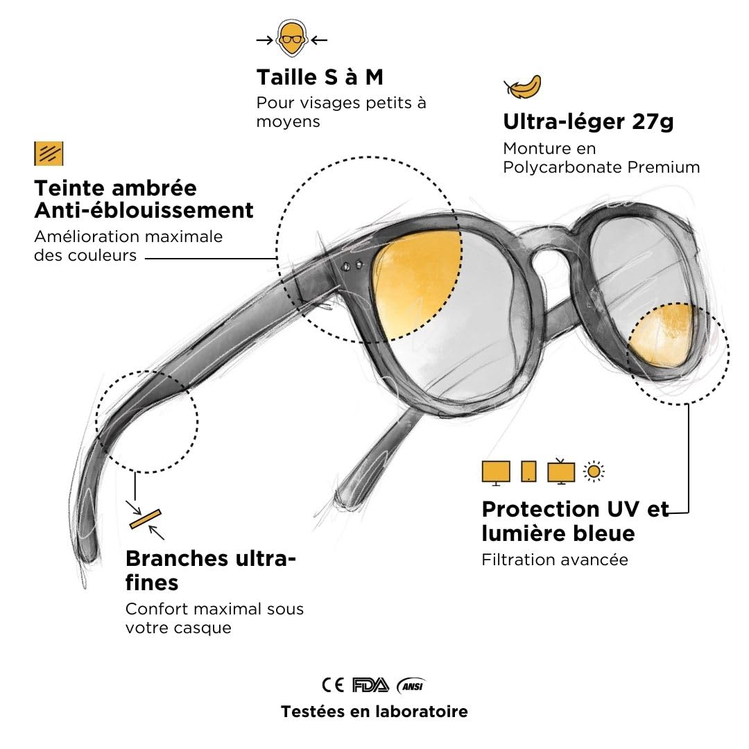 Horus X • Lunette Anti Lumiere Bleue | Lunettes Anti Lumiere Bleue | Homme Femme Anti Fatigue Migraine Oculaire | Urban V3