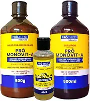 Kit Crescimento Capilar Completo Monovit A 500ml 3 Produtos Shampoo e Máscara Fortificante + Tônico Tratamento Intensivo Para os Cabelos Pro Thess