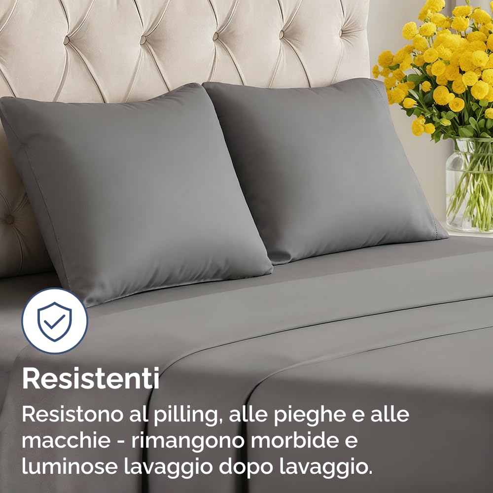 Federa 80x80 Grigio Scuro - Set da 2 - Federe in Microfibra di Alta Qualità - Morbide, Confortevoli e Lavabili in Lavatrice - Federa 80x80 per Cuscini, Set 2 Federe Grigio Scuro - OEKO-TEX Certificato