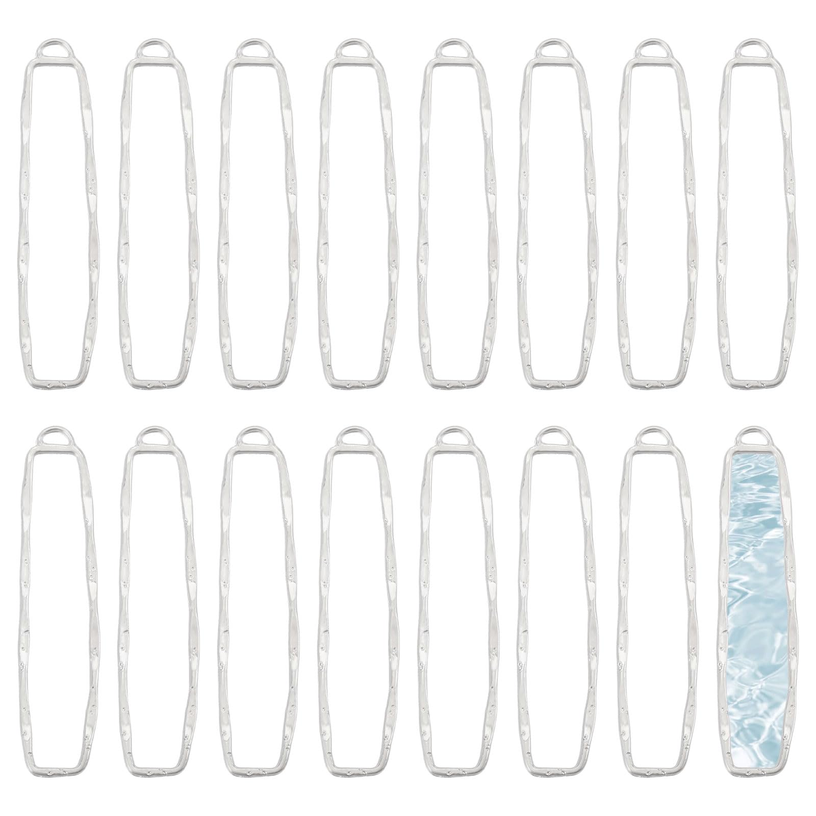 CONCHLERY 20 Pcs Rectangular Charms Open Back Bezel Pendants Alloy Hollow Frame Charms Blank Hollow Pendant for Earrings Bracelets Necklaces Jewelry Making