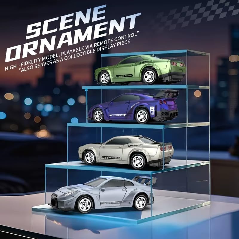 Image of 1:64 RC Drift Racing Car, 2.4GHz 4WD High Speed Remote Control Car with LED Lights & Rechargeable Battery for Kids