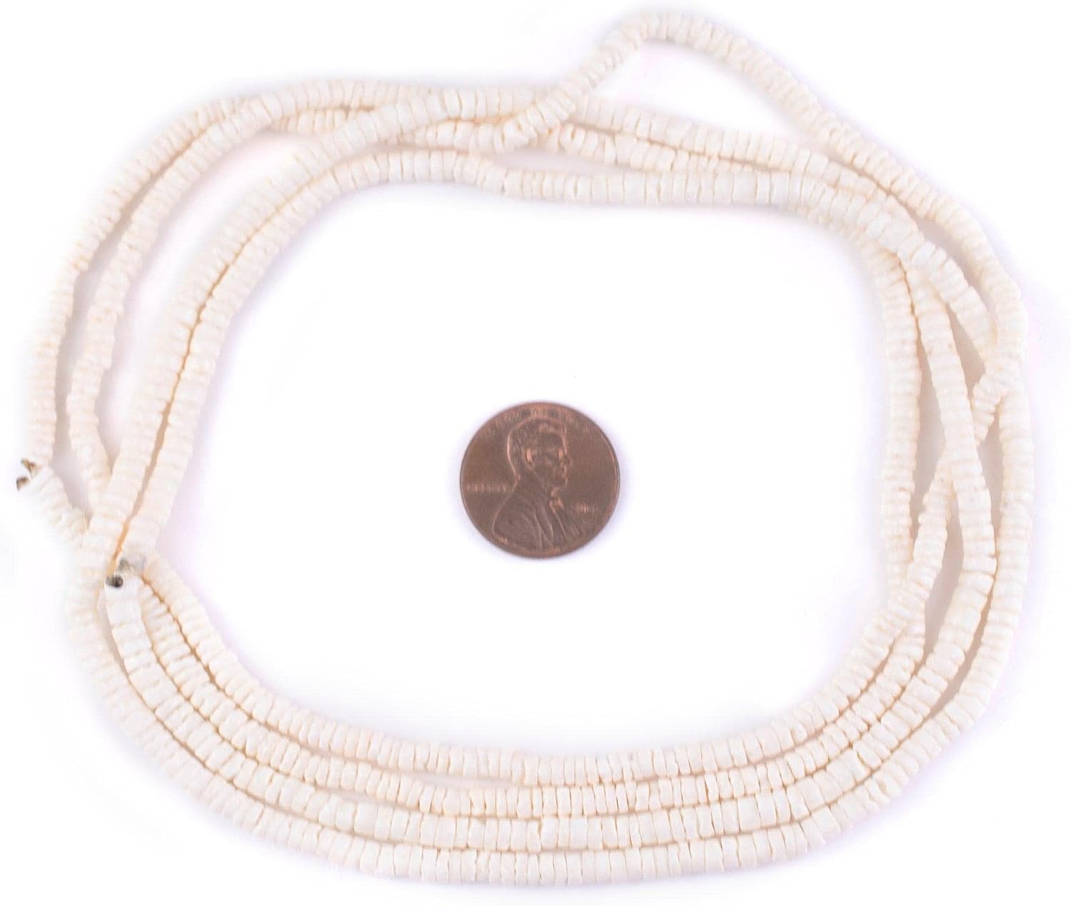 The Bead Chest Cream Sliced Shell Heishi Beads (3mm)