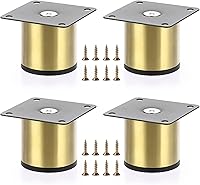 Vista 9 de OwnMy 4 patas de muebles de acero inoxidable de 2 pulgadas, patas de metal para escritorio, elevadores de muebles de metal redondo negro, patas