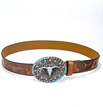 Cintura Western Da Donna In Pelle PU Con Borchie E Strass – Stile Cowboy Floreale, Regolabile - 2