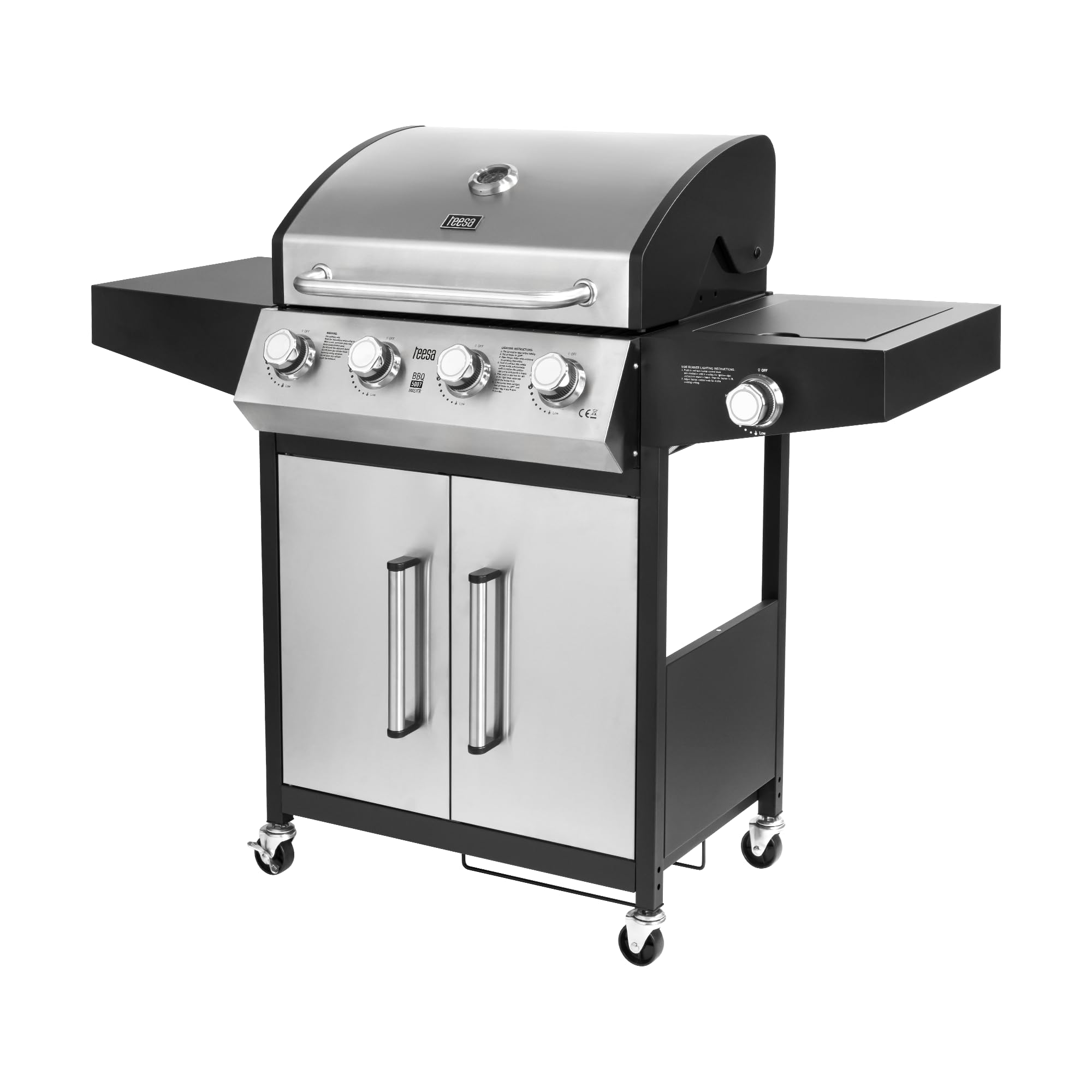 Teesa Grill Gazowy Ogrodowy BBQ 5007 MASTER 5 Palników Szafka na Butlę 15kW Termometr Taca na Tłuszcz