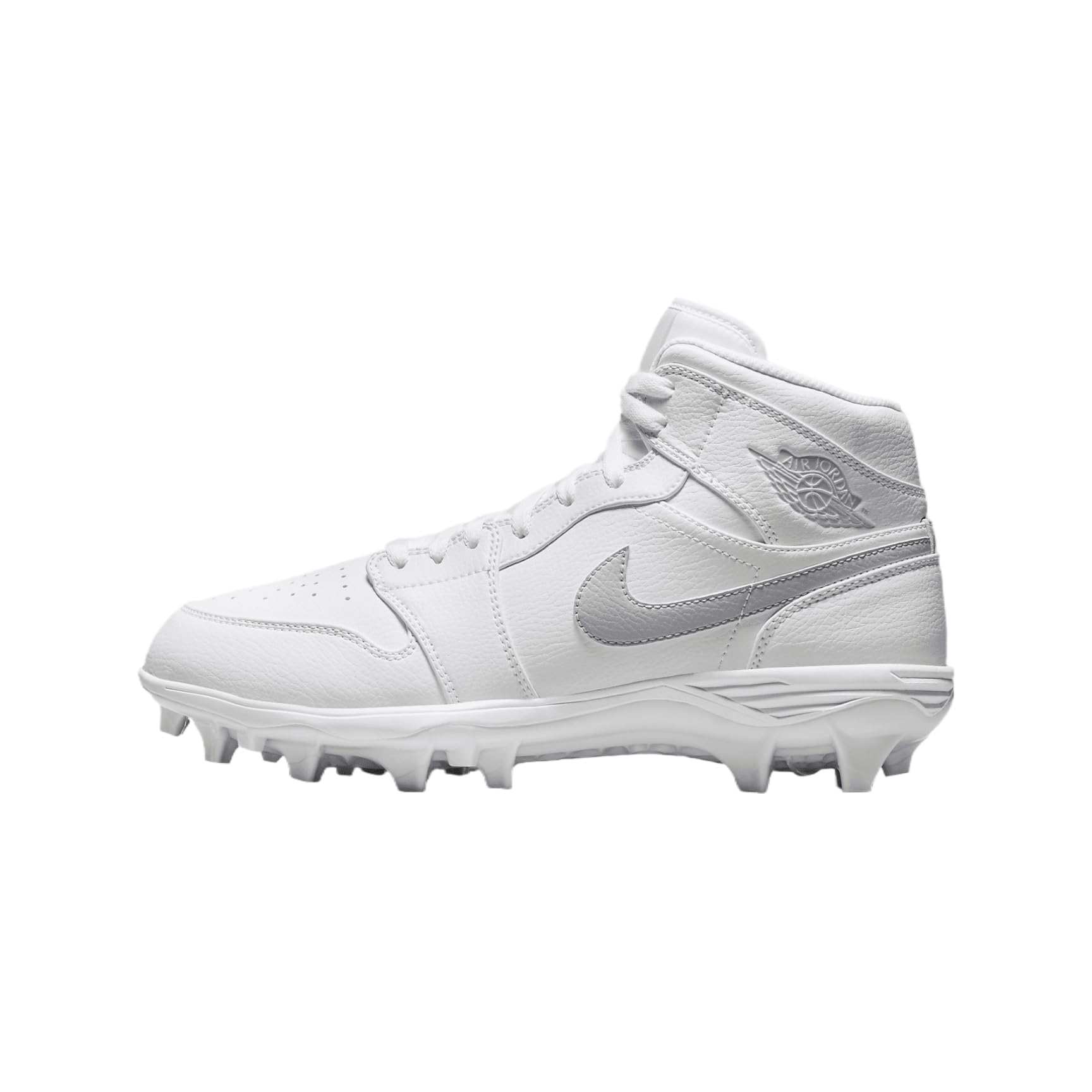 Jordan 1 Mid TD Men's Football Cleat (FJ6805-101, White/White/Grey Fog) Size 11