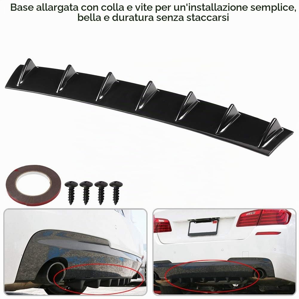KIMISS Universale Paraurti Labbro Diffusore Splitter, Auto Paraurti Posteriore Telaio Pinna di Squalo Spoiler Ala Lip Diffusore(L)= 5 heckspoiler