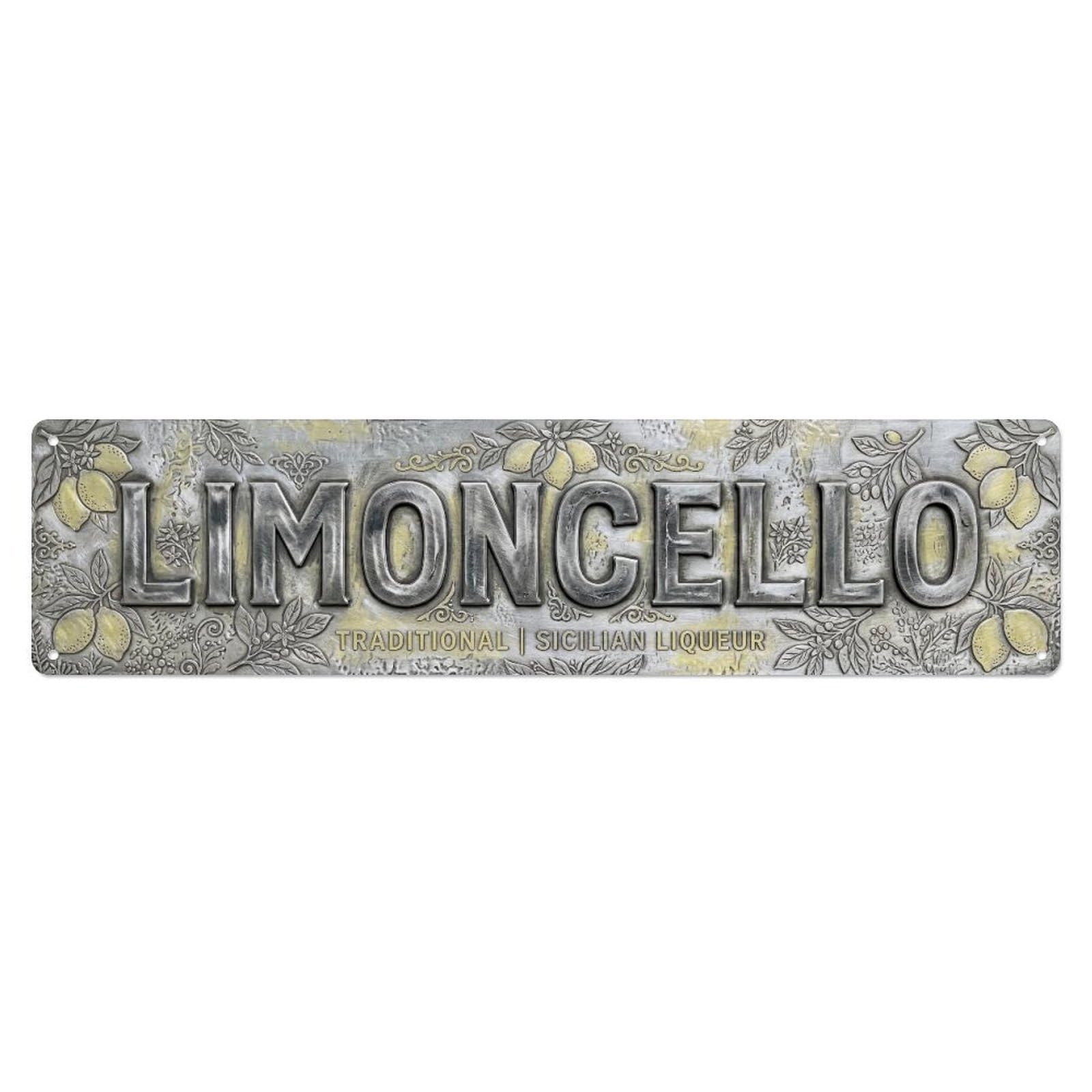 Limoncello Stamped Aluminum Liqueur Metal Tin Skinny Sign Plaque Wall Decor for Cafe, Club Bar, Office, Home Garden Metal Poster 4x16Inch