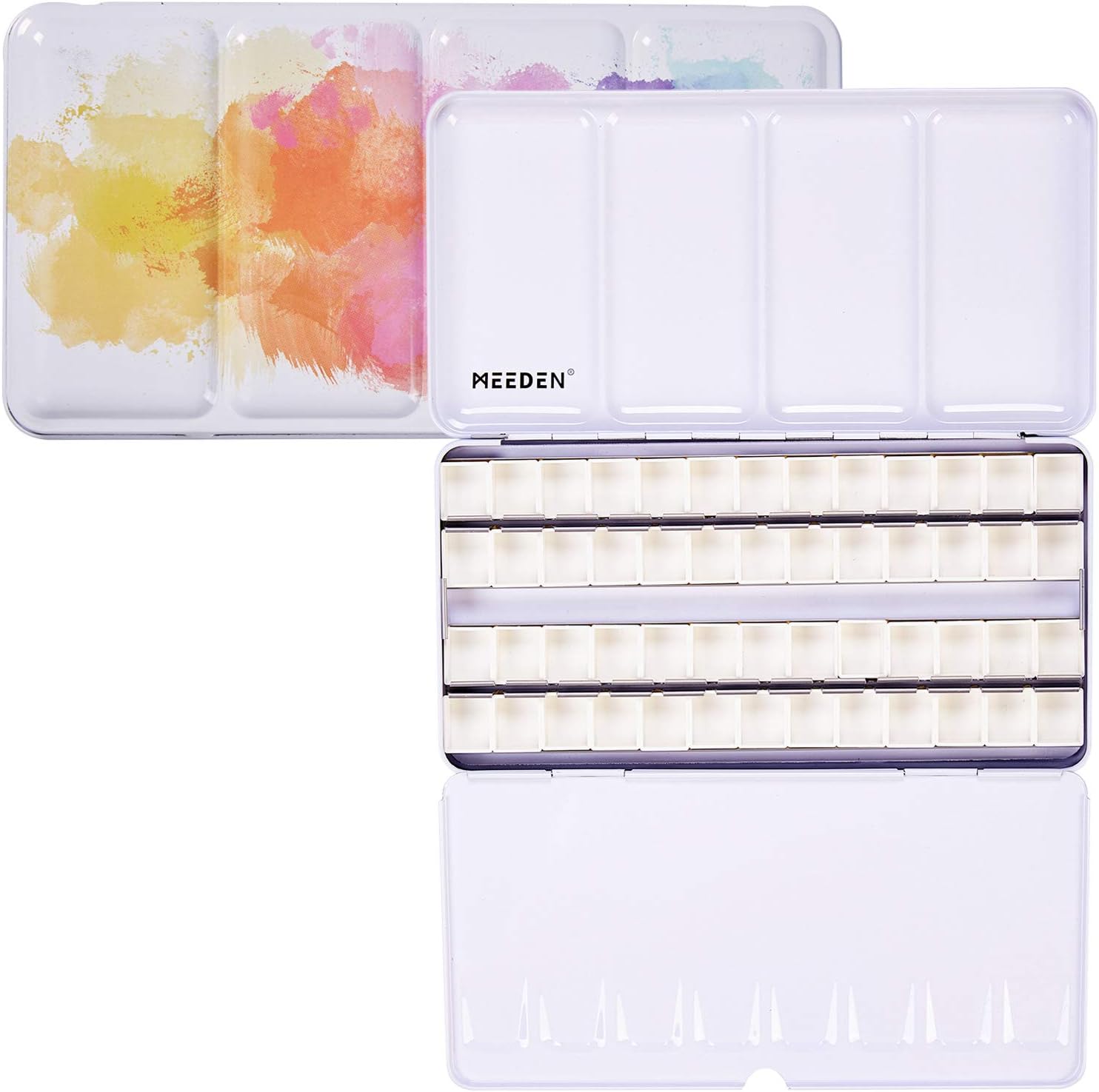 Empty Watercolour Tins Palette Paint Case Metal Box with 48 Half Pans for Watercolour Paints(Pink)