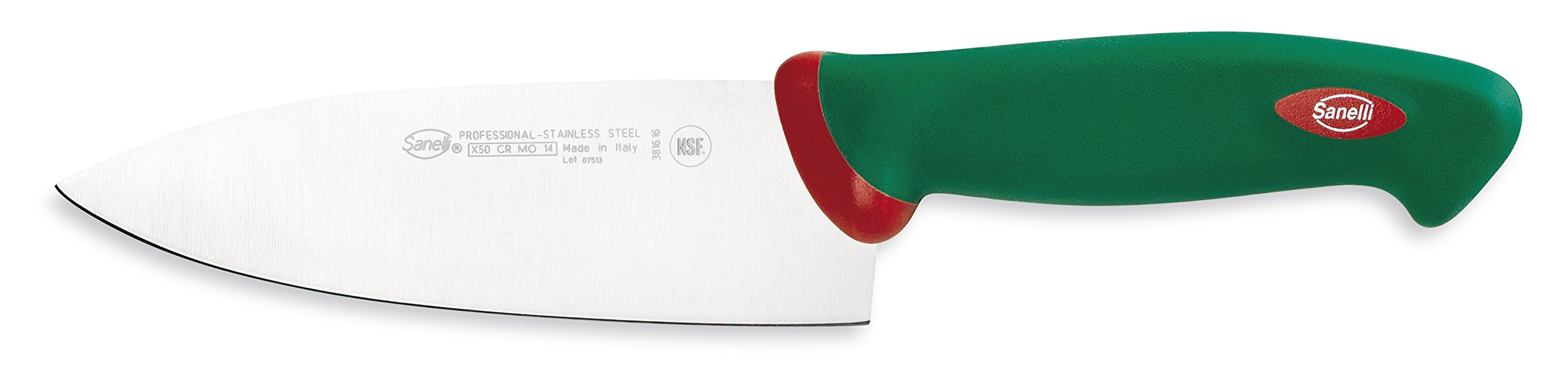Sanelli Premana Professional Coltello Deba, Acciaio Inossidabile, Verde/Rosso, 29 x 3 x 5.5 cm