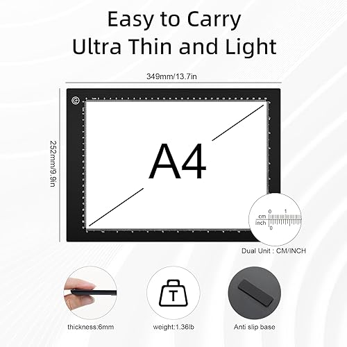 Miniatura 2 de El juego de regalo de dibujo incluye tablero de luz LED A4 y tableta de escritura, almohadilla de luz de seguimiento ultrafina, caja de dibujo de